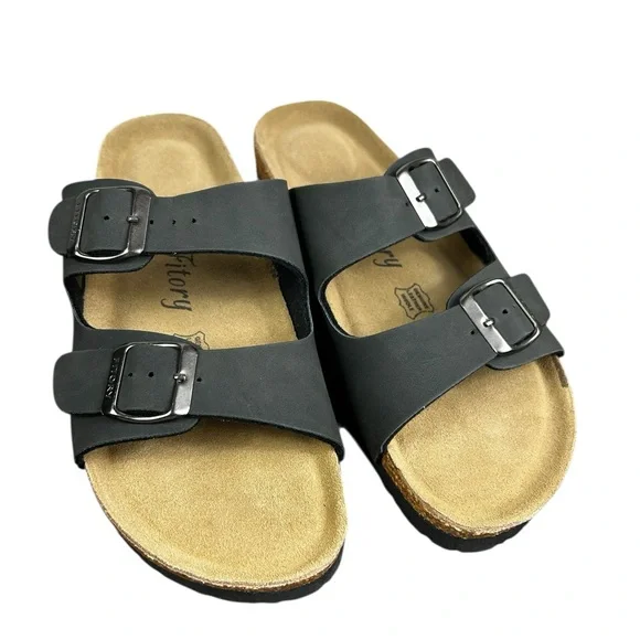 FITORY Womens Flat Sandals with Cork Footbed - Picture 2 of 9